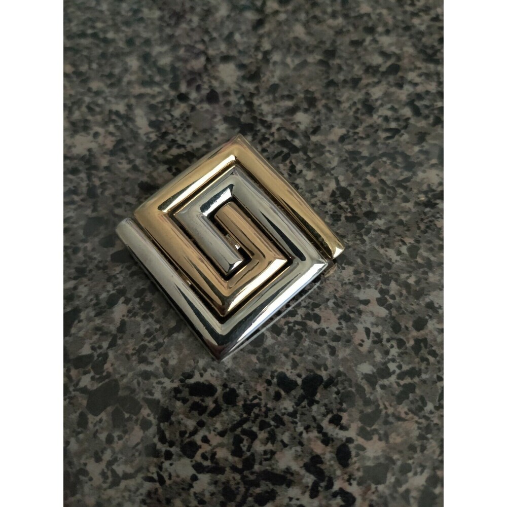 VINTAGE LADY REMINGTON LR GEOMETRIC DESIGN Pin BROOCH SIGNED 1.5" Square